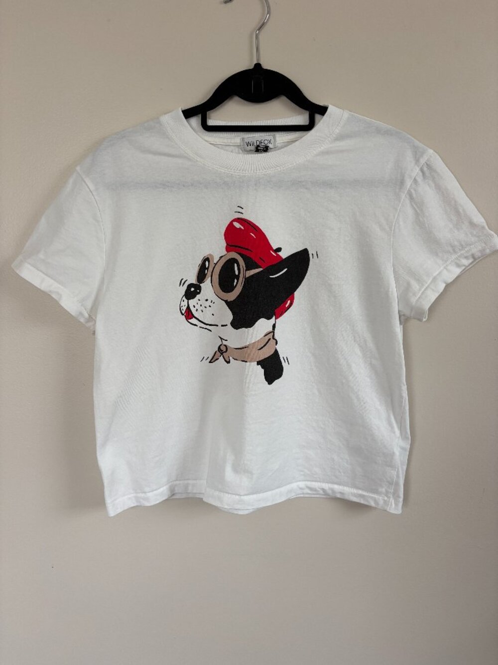 Wildfox White French Boston Terrier Graphic Tee | 100% Cotton | M
